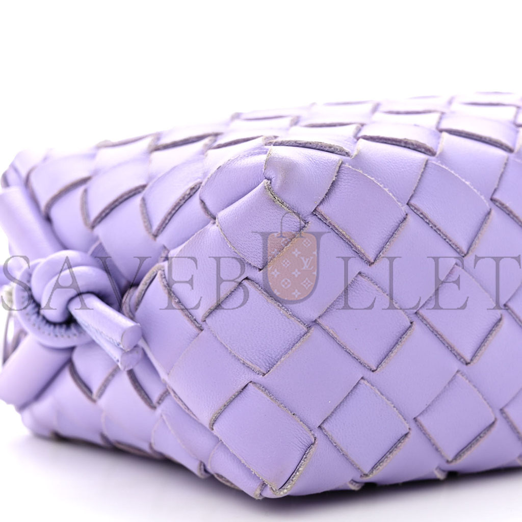 BOTTEGA VENETA NAPPA INTRECCIATO MINI LOOP CAMERA BAG WISTERIA  (18*11*8cm)