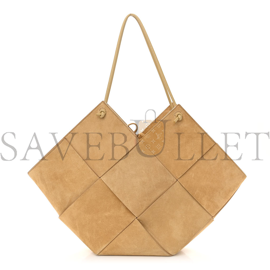 BOTTEGA VENETA SUEDE MAXI INTRECCIATO TOTE CANE SUGAR TAPIOCA 1428173 (32*17*9cm)