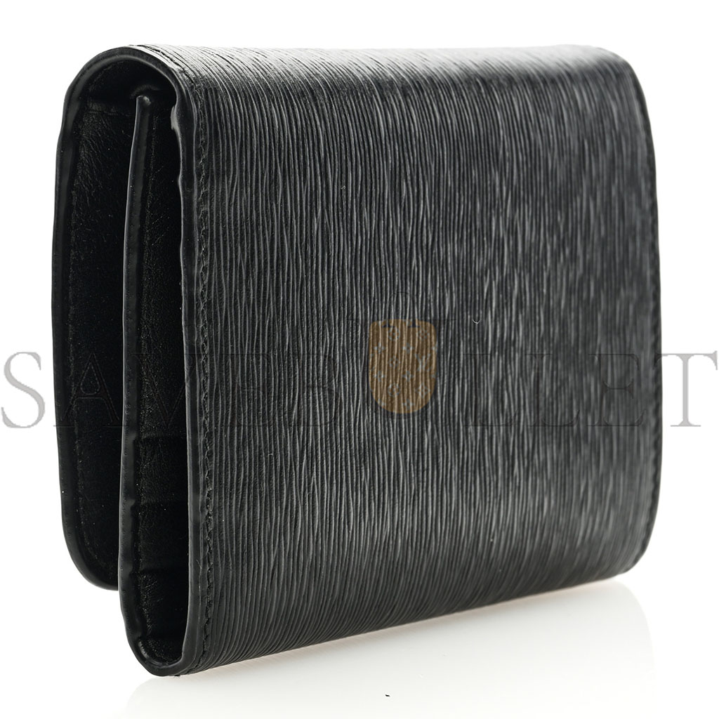 PRADA VITELLO MOVE TRI-FOLD COMPACT WALLET BLACK (11*10*1cm)