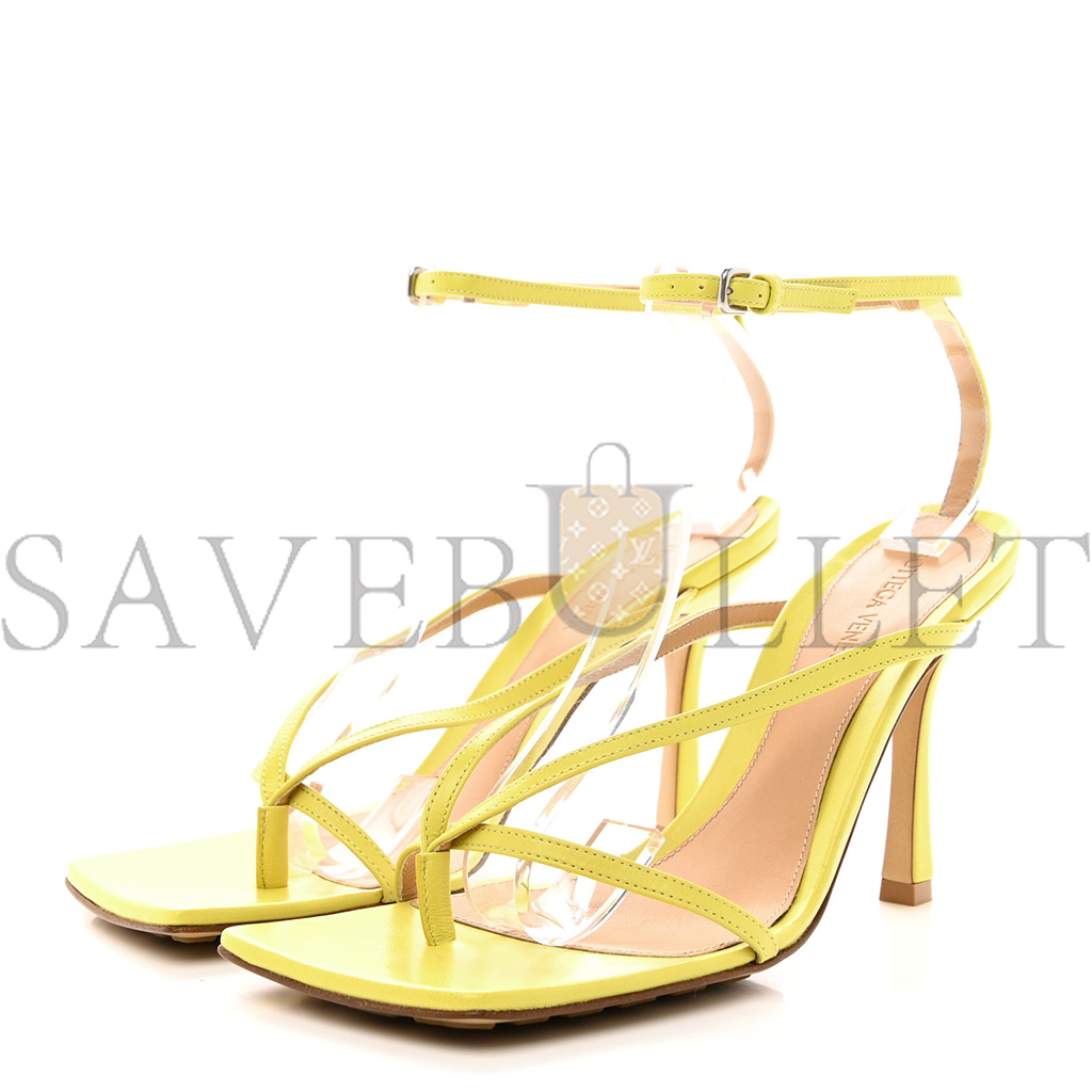 BOTTEGA VENETA LAMBSKIN STRETCH MULTI STRAP 90MM SANDALS 39 PEAR 