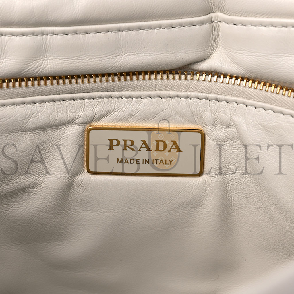 PRADA NAPPA PADDED SYSTEM PATCHWORK BAG WHITE (23*17*8cm)