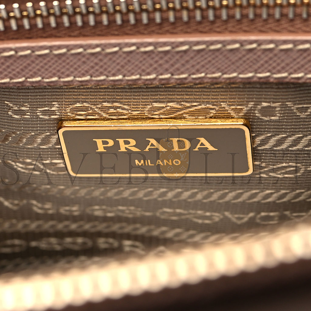 PRADA SAFFIANO SMALL GALLERIA DOUBLE ZIP TOTE CAMMEO (29*20*13cm)