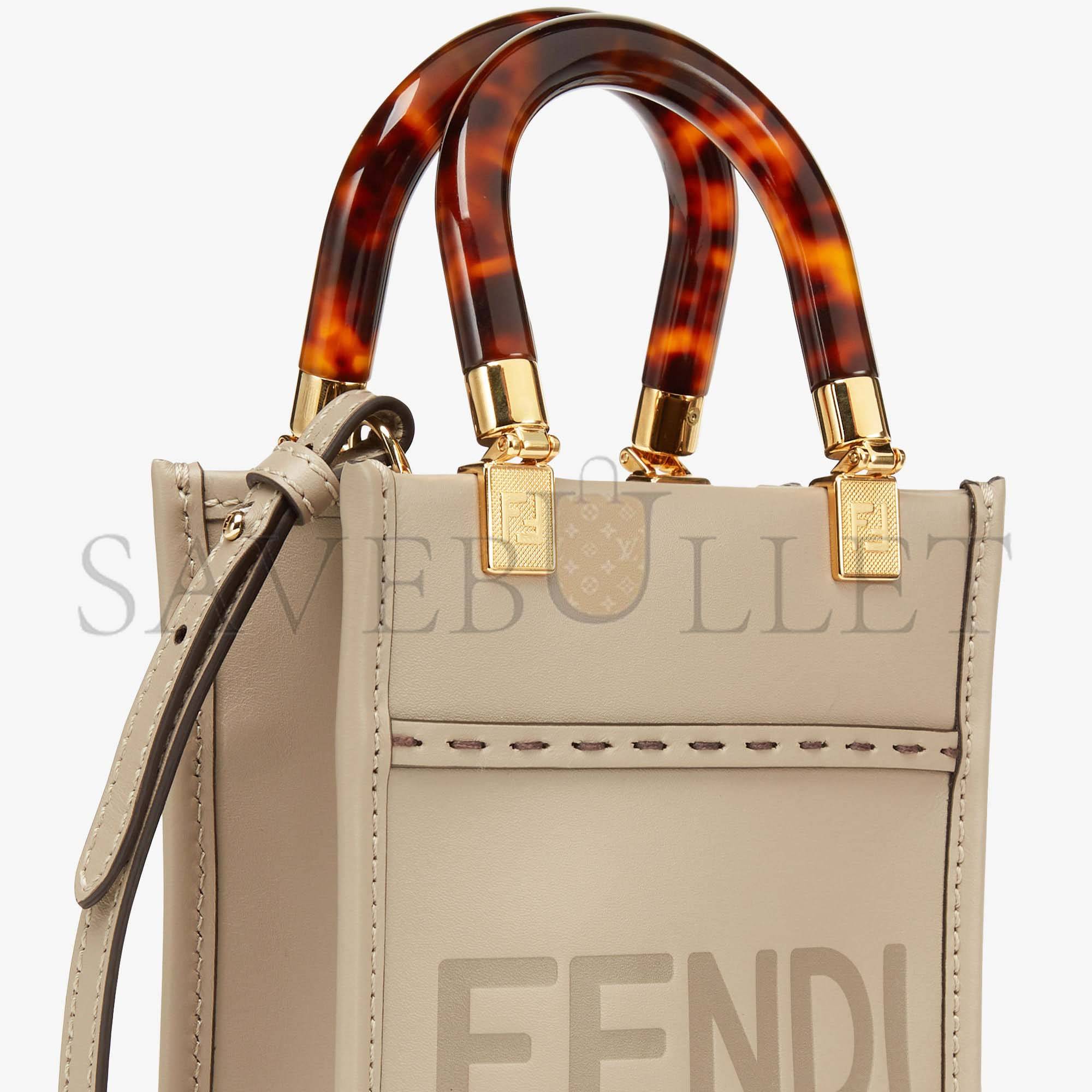 FENDI MINI SUNSHINE SHOPPER - DOVE-GRAY LEATHER MINI-BAG 8BS051ABVLF0E65 (18*13*6.5cm)