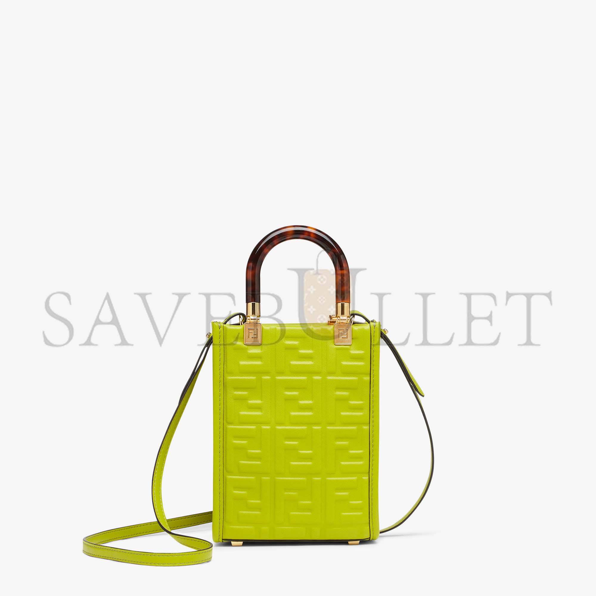 FENDI MINI SUNSHINE SHOPPER - ACID GREEN LEATHER MINI-BAG 8BS051AMCIF1JCP (18*13*6.5cm)