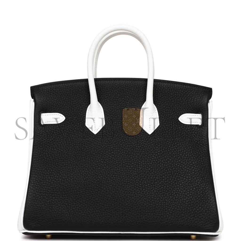 HERMES SPECIAL ORDER (HSS) BIRKIN 25 BLACK AND WHITE CLEMENCE GOLD HARDWARE (25cm)