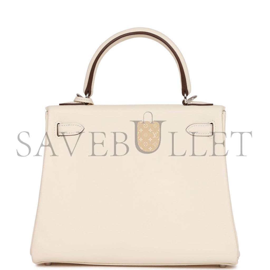 HERMES KELLY RETOURNE 25 IN & OUT NATA SWIFT PALLADIUM HARDWARE HANDMADE(25*17*7cm)