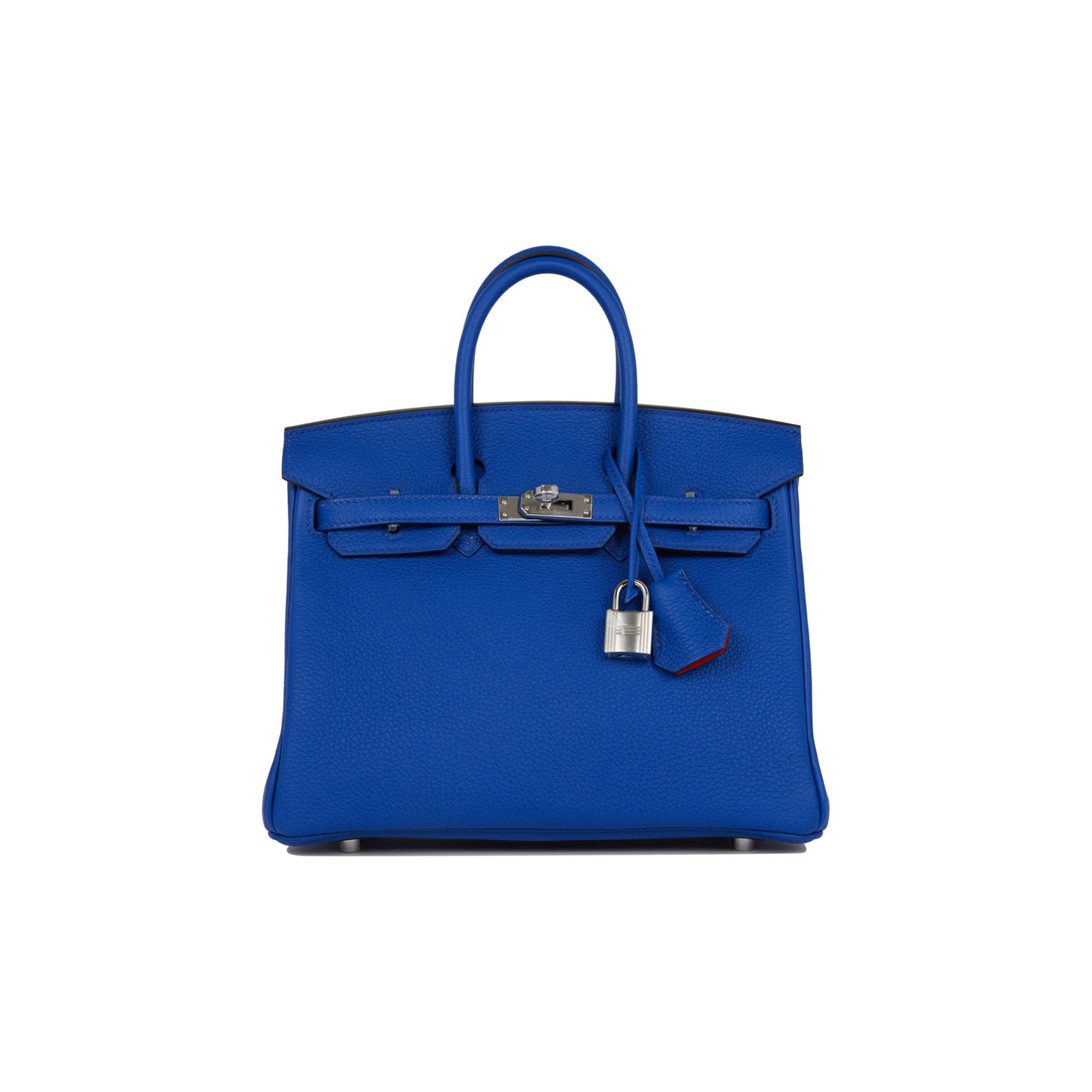 HERMES BIRKIN 25 BLEU ROYAL VERSO TOGO PALLADIUM HARDWARE HANDMADE (25cm)