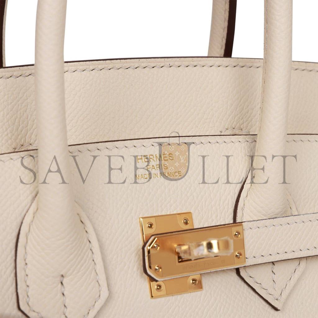 HERMES BIRKIN SELLIER 25 NATA EPSOM GOLD HARDWARE HANDMADE (25cm)