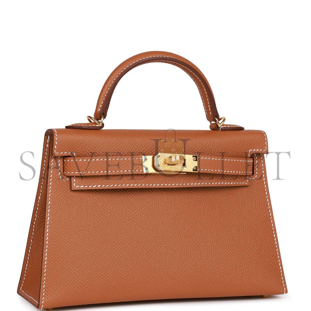 HERMES MINI KELLY SELLIER 20 GOLD EPSOM GOLD HARDWARE 39848783642718(19*12*5.5cm)