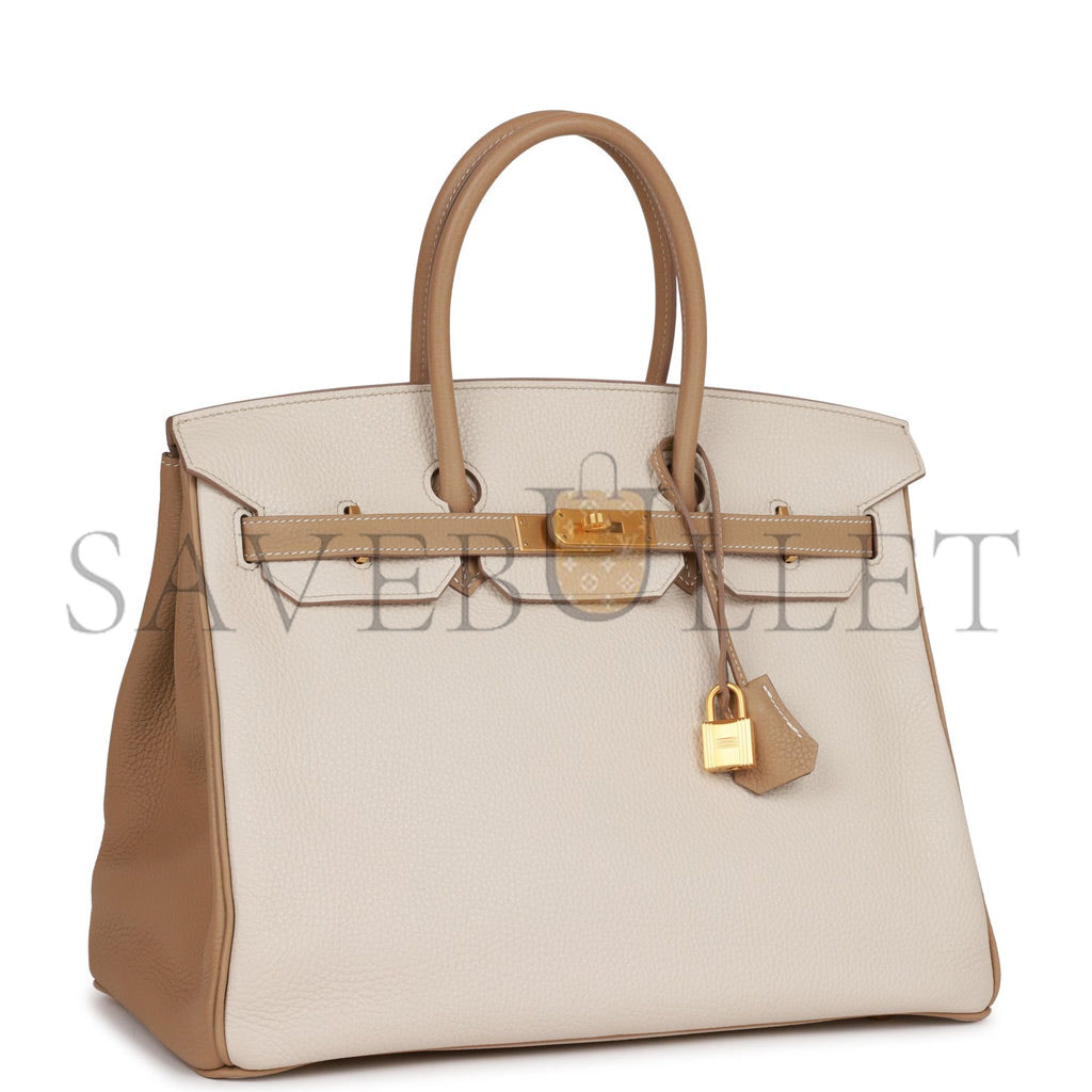 HERMES SPECIAL ORDER (HSS) BIRKIN 35 CRAIE AND TRENCH CLEMENCE BRUSHED GOLD HARDWARE (35*25*18cm)