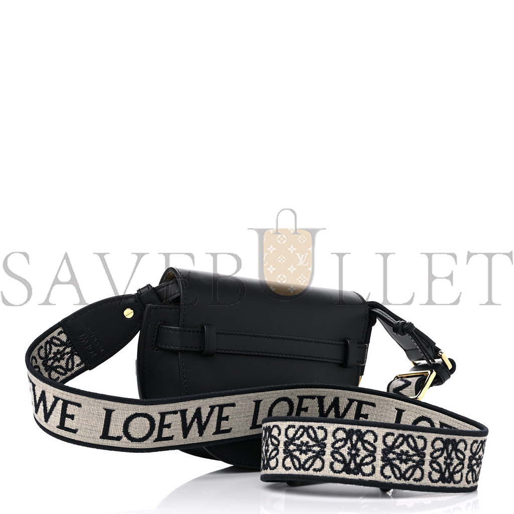 LOEWE CALFSKIN JACQUARD MINI GATE DUAL BAG BLACK (21*13*9cm)