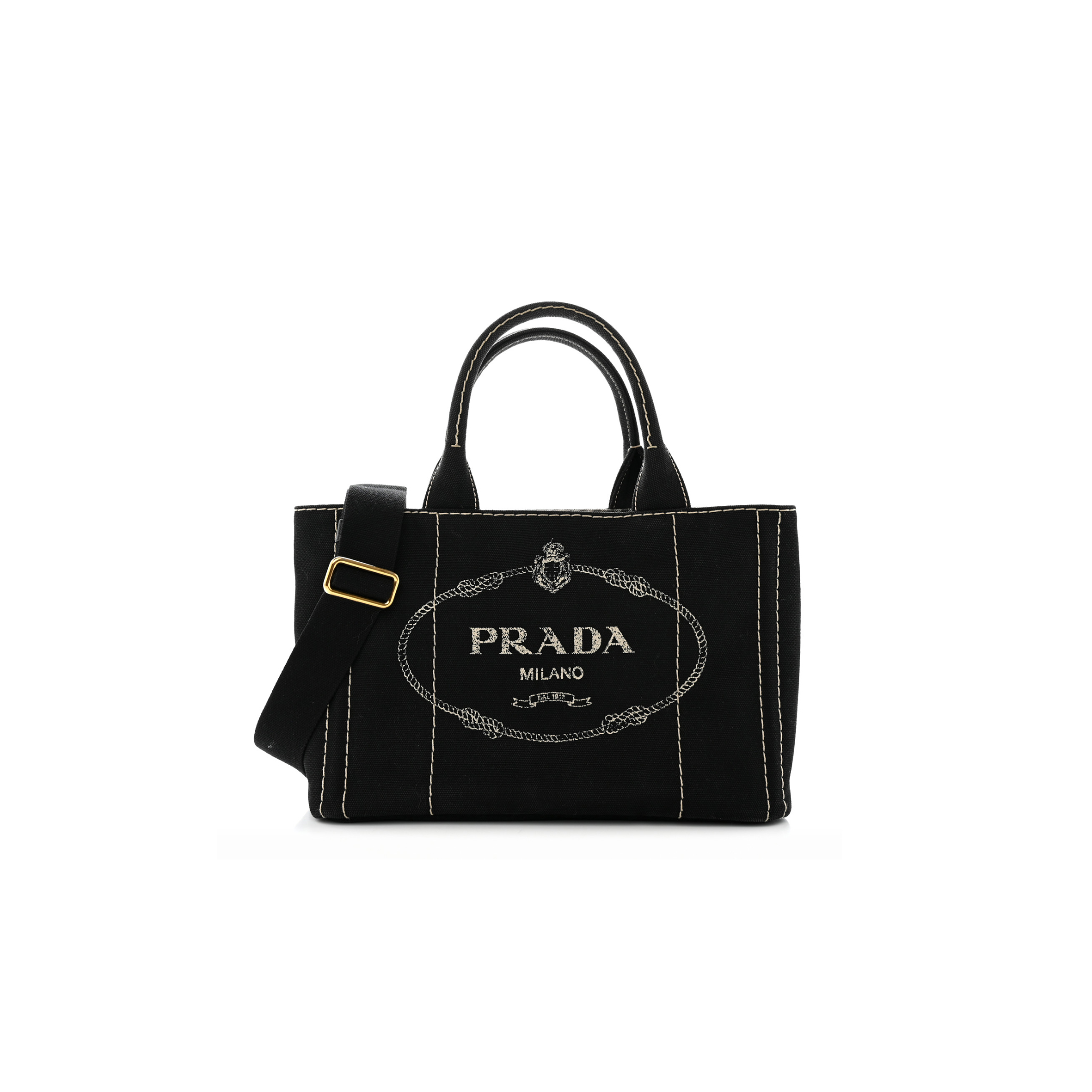 PRADA CANAPA SMALL LOGO TOTE BLACK TALCO (27*20*15cm)