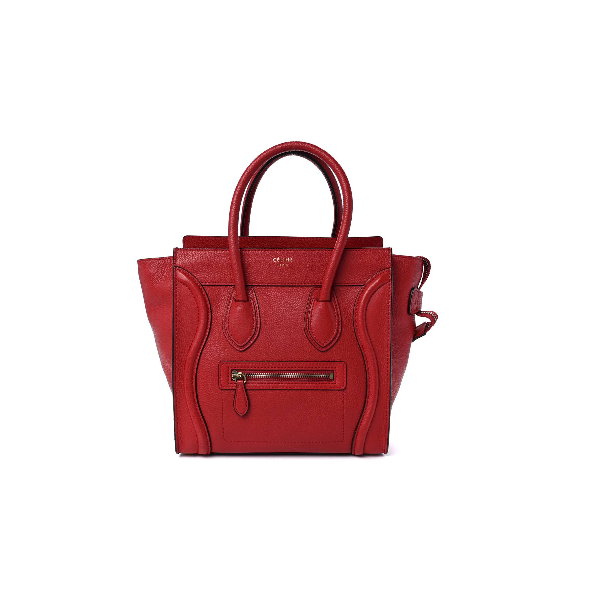 CELINE DRUMMED CALFSKIN MICRO LUGGAGE RED (26*25*13cm)