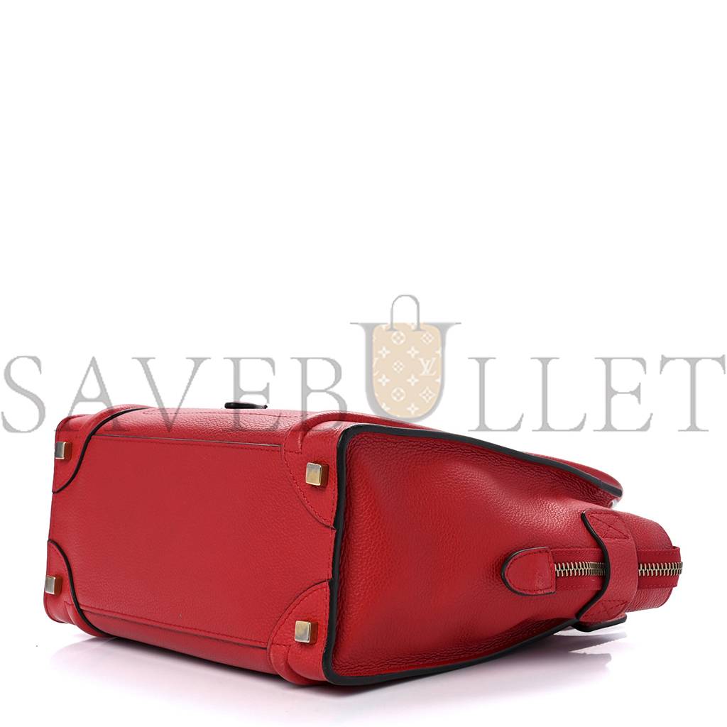 CELINE DRUMMED CALFSKIN MICRO LUGGAGE RED (26*25*13cm)