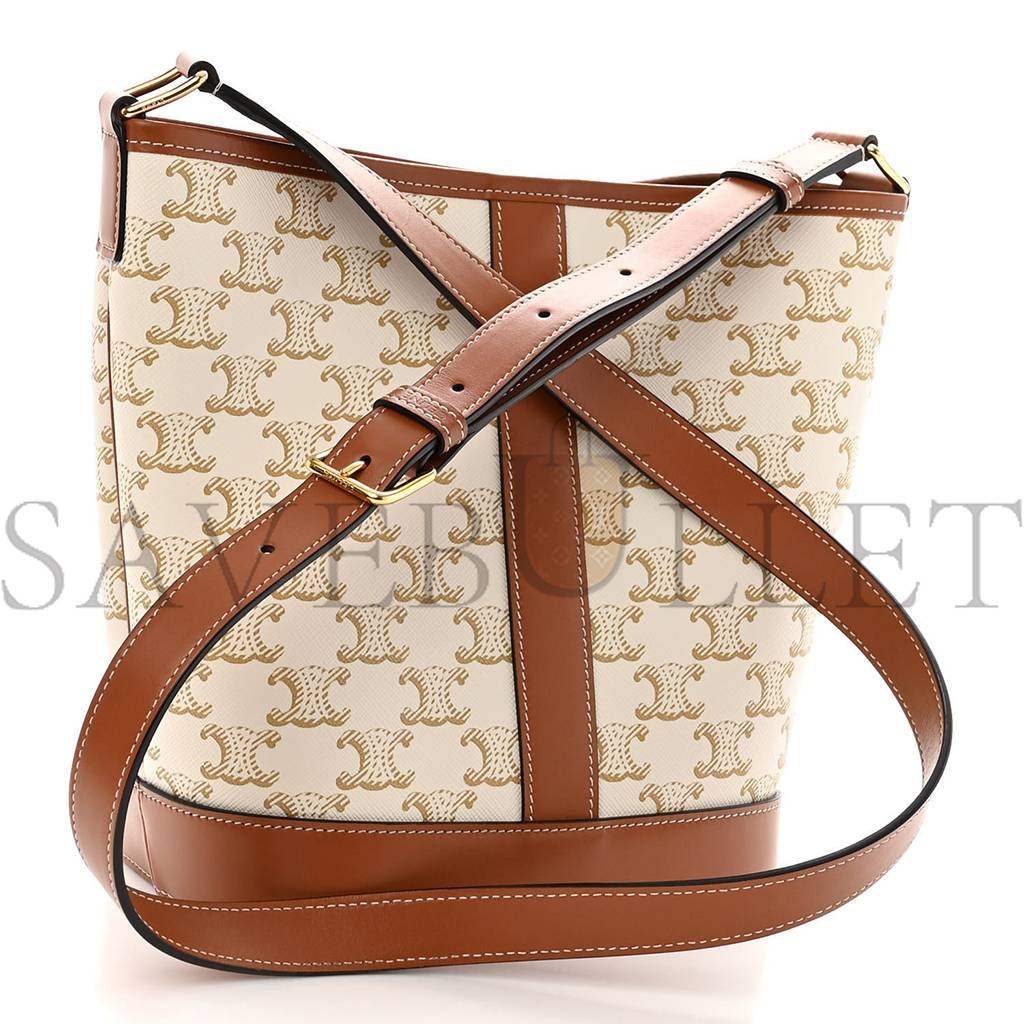 CELINE TRIOMPHE CANVAS CALFSKIN SMALL BUCKET BAG WHITE (22*18*13cm)