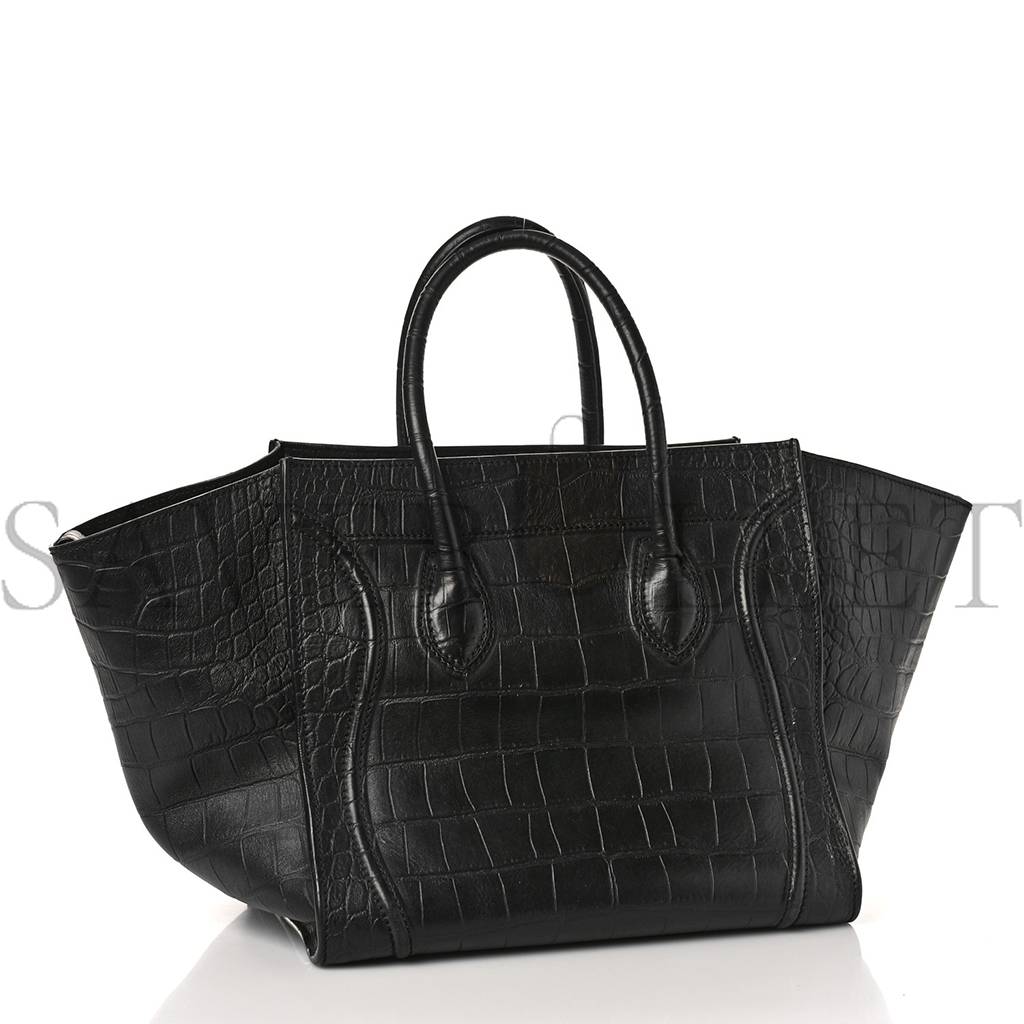 CELINE CROCODILE EMBOSSED CALFSKIN MEDIUM PHANTOM LUGGAGE BLACK (30*27*24cm)