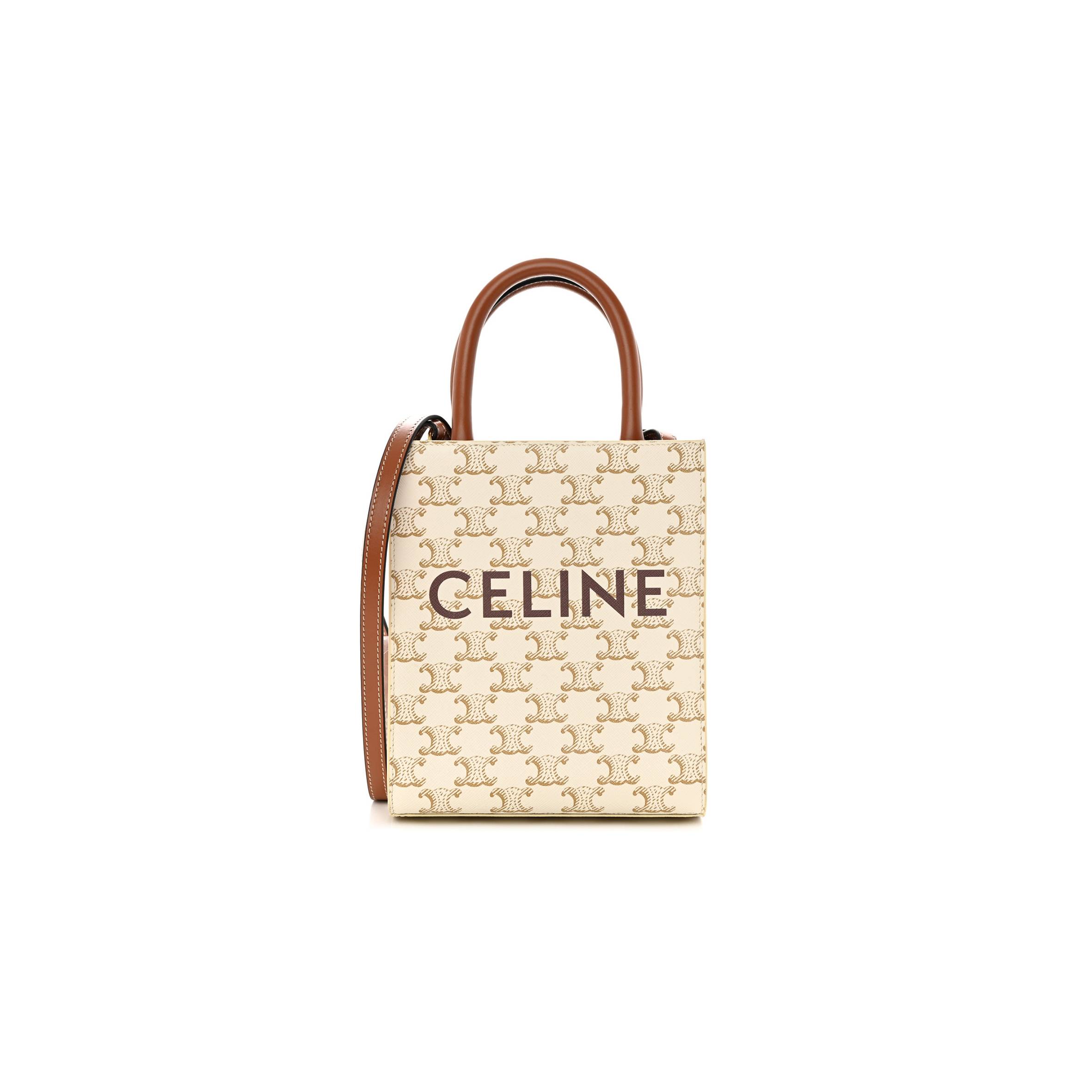 CELINE TRIOMPHE CANVAS CALFSKIN MINI VERTICAL CABAS WHITE (20*17*6cm)