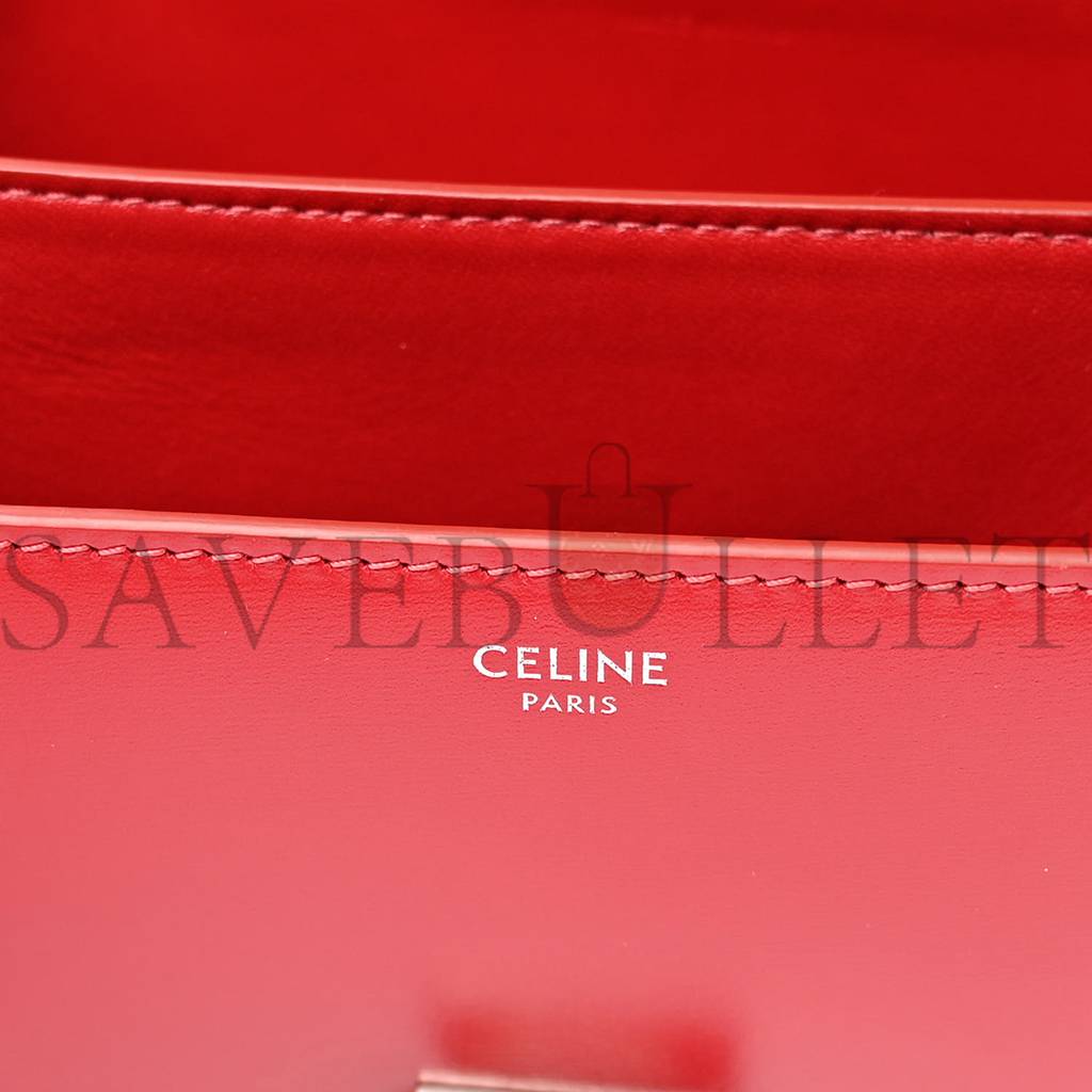 CELINE BOX CALFSKIN MEDIUM CLASSIC BOX FLAP BAG RED (23*18*6cm)