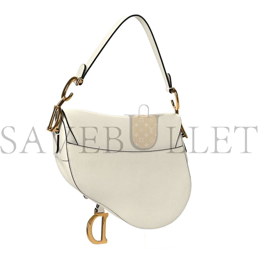 DIOR GRAINED CALFSKIN SADDLE BAG WHITE (24*20*7cm) DIOR GRAINED CALFSKIN SADDLE BAG WHITE (24*20*7cm)