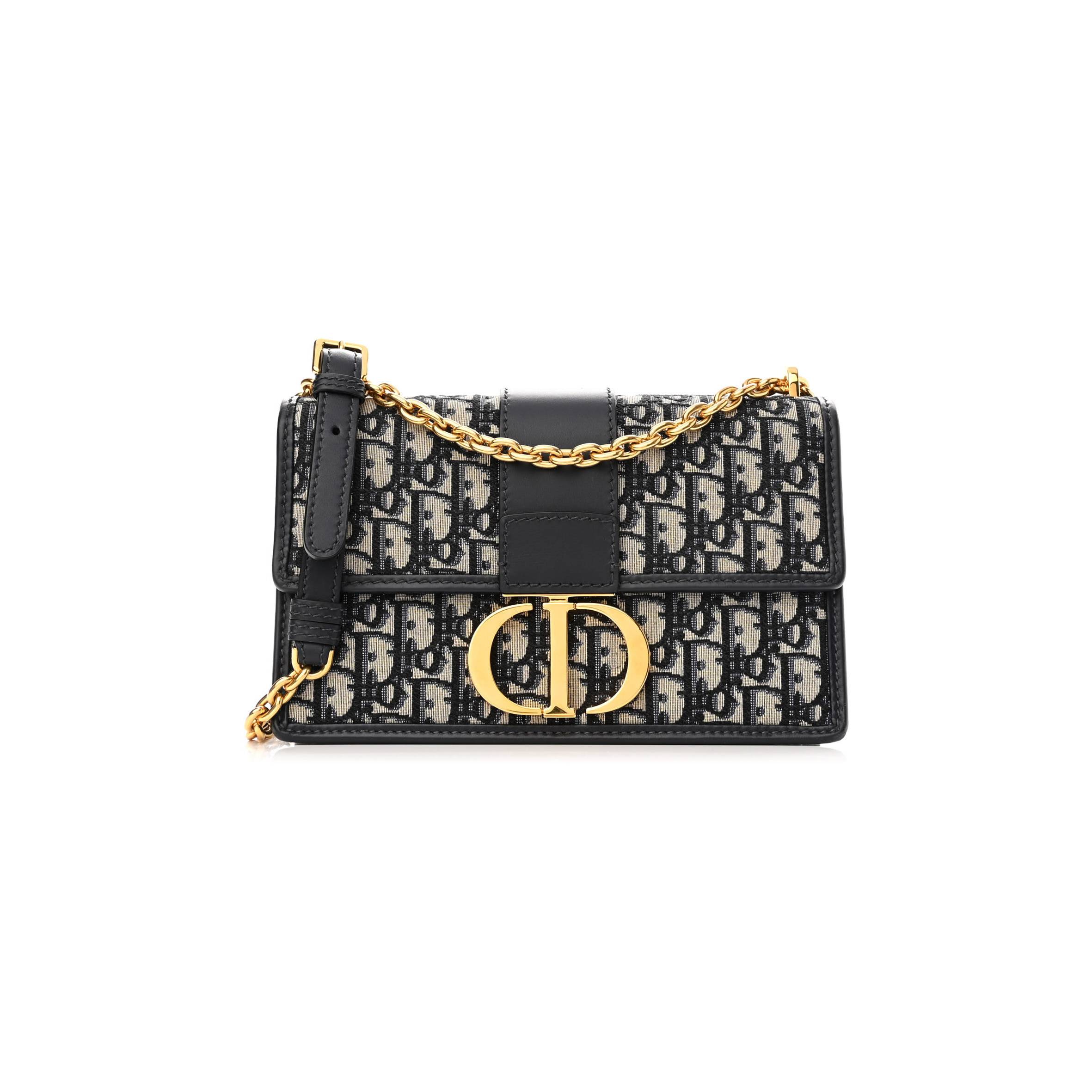 DIOR OBLIQUE 30 MONTAIGNE CHAIN FLAP BAG BLUE (25*15*8.9cm)