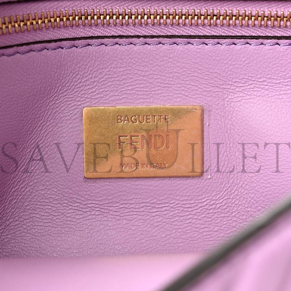 FENDI NAPPA SMALL FF EMBOSSED MIDI CHAIN BAGUETTE VIOLETTA (23*13*6cm)