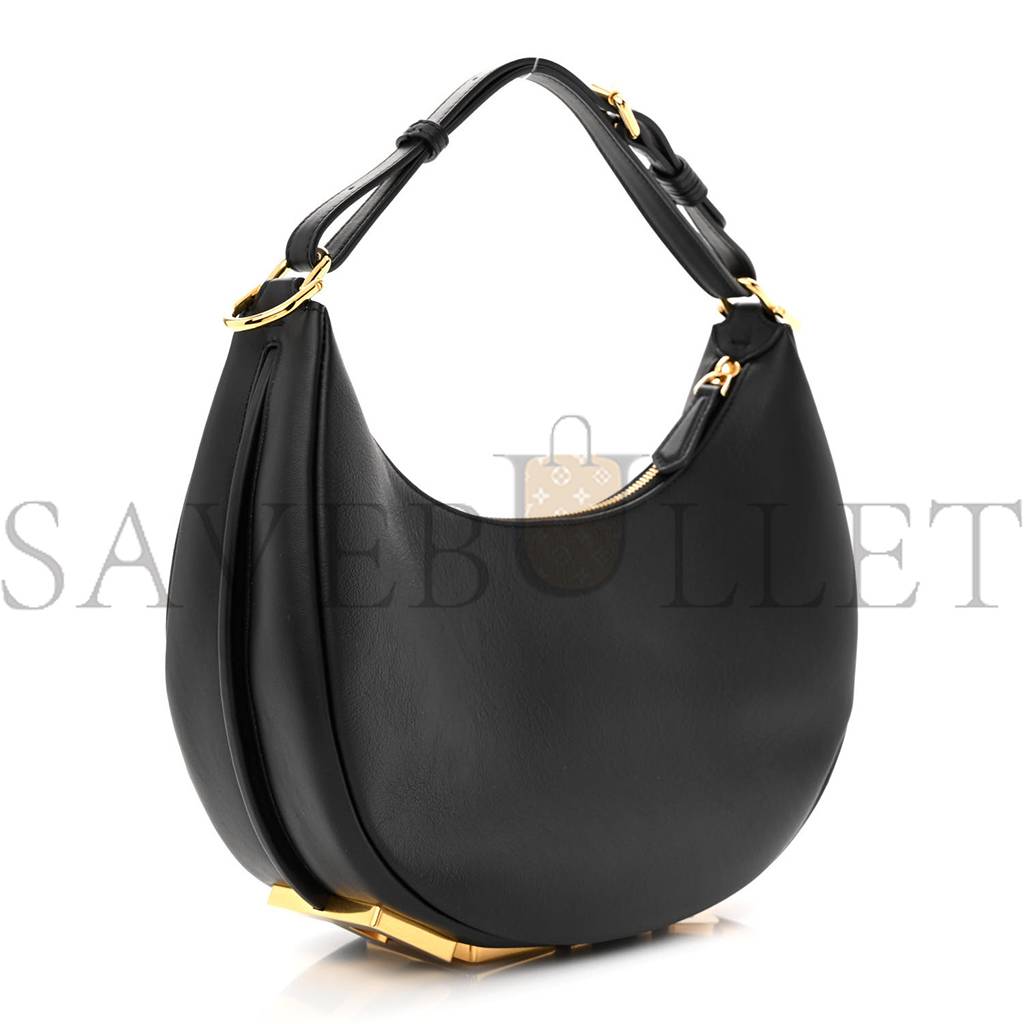 FENDI VITELLO GRACE MATTE SMALL FENDIGRAPHY HOBO BAG BLACK (28*23*10cm)